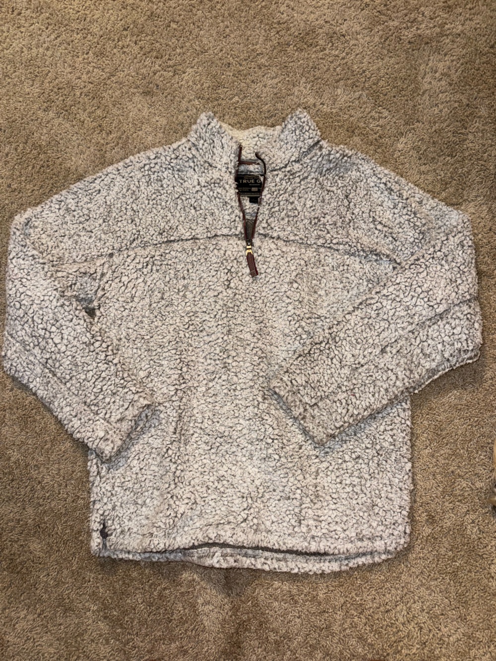 True Grit Light Gray Sherpa Quarter-Zip Pullover